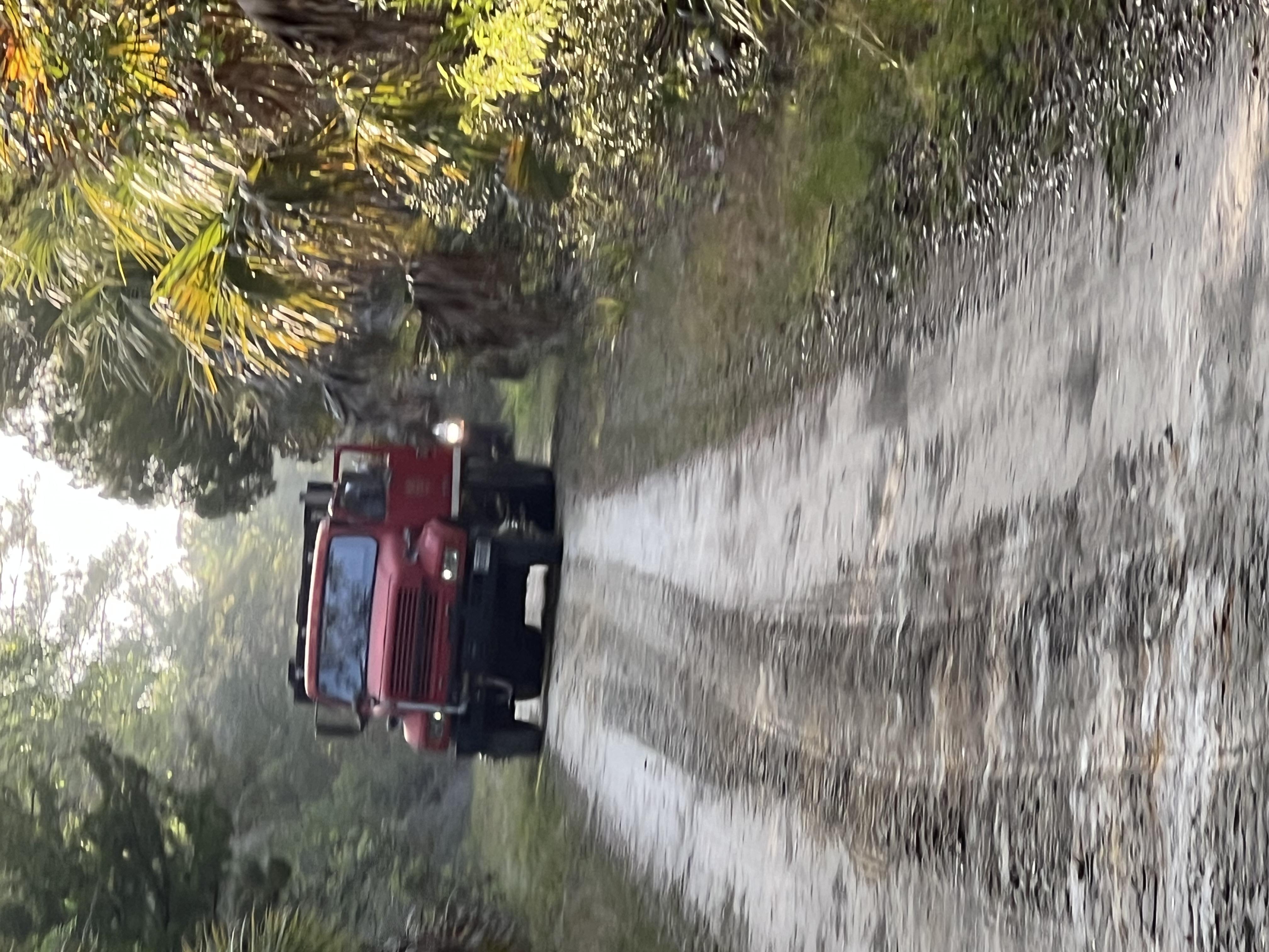 Forestry crew monitoring fire
